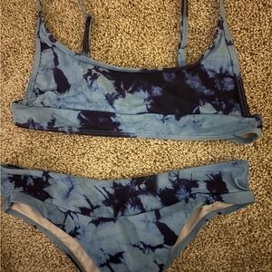 SHEIN Navy and Light Blue Tie-Dye Bikini